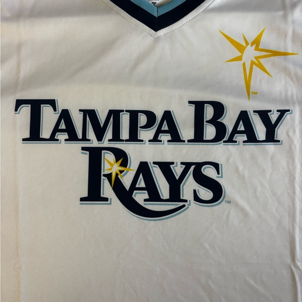 Stitches Tampa Bay Rays MLB Baseball Jersey M White Officially Licensed - Picture 2 of 5